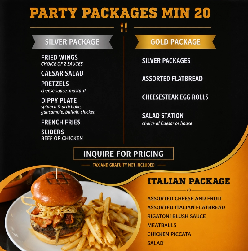 Timeout Sports Bar catering menu